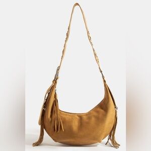 Fame Half Moon Fringe Buckle Strap Hobo Bag